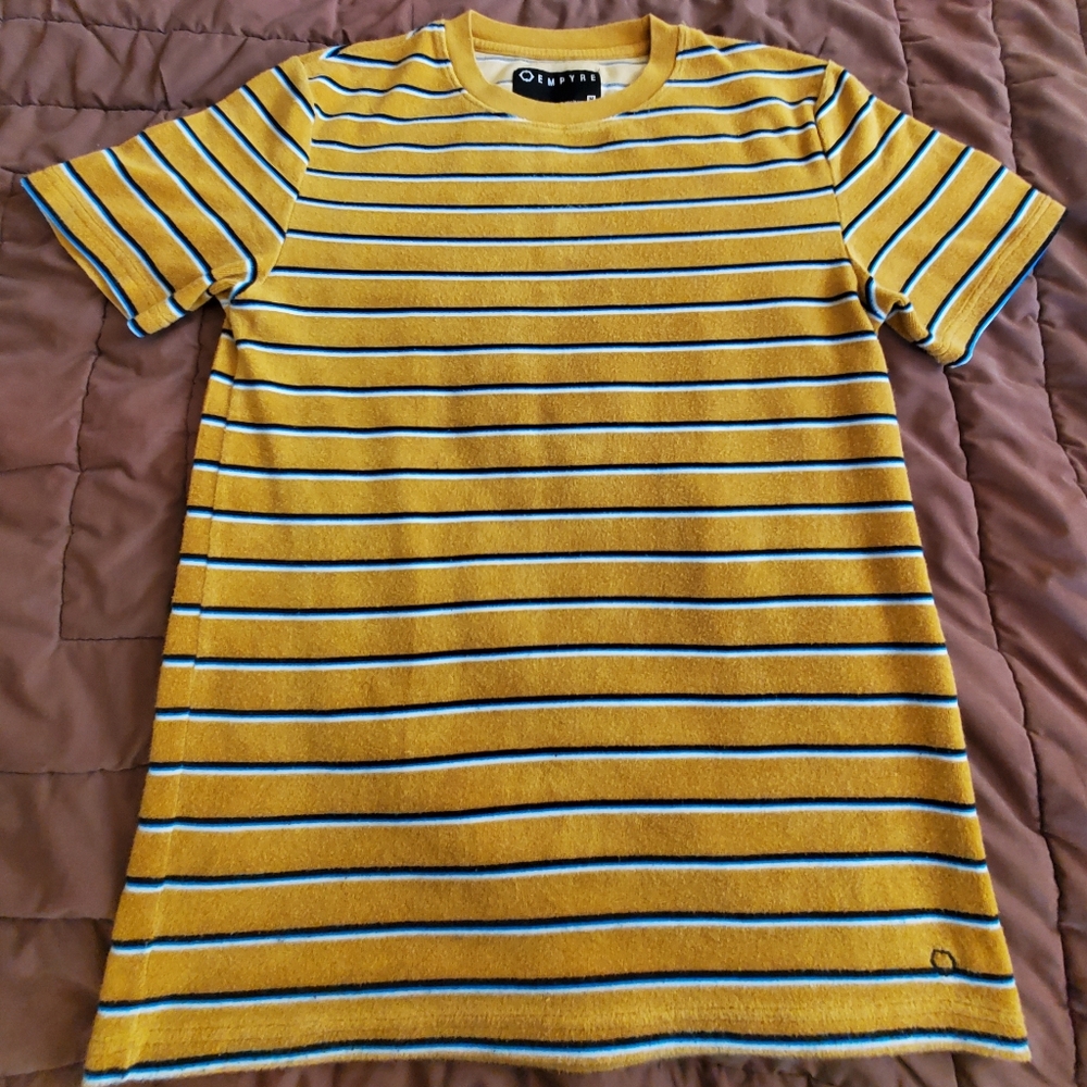 Empyre Skateboard Pin Stripe Short Sleeze Men's Shirt Size M. Mustard Color LN